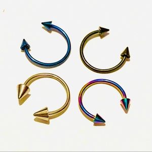 Spiked Horseshoe Ring Hoop 16g 13mm 1/2" Lip Nose